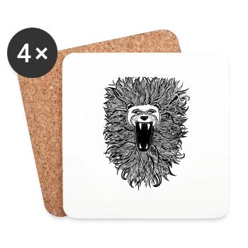 lion sauvage - Dessous de verre (lot de 4) - blanc - Devant