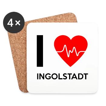 J'aime Ingolstadt - I Love Ingolstadt - Dessous de verre (lot de 4) - blanc - Devant