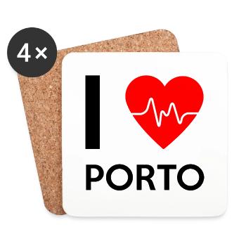 J'aime Porto - J'adore Porto - Dessous de verre (lot de 4) - blanc - Devant