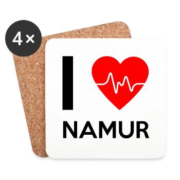 J'aime Namur - I Love Namur - Dessous de verre (lot de 4) - blanc - Devant