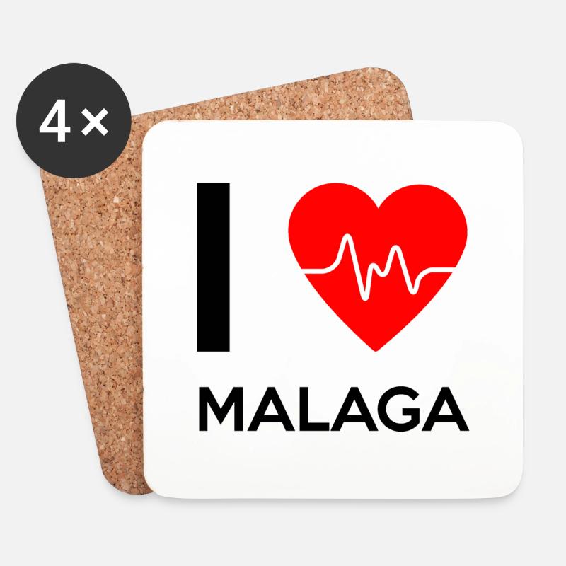 I Love Malaga - Ich liebe Malaga - Untersetzer (4er-Set) - Weiß