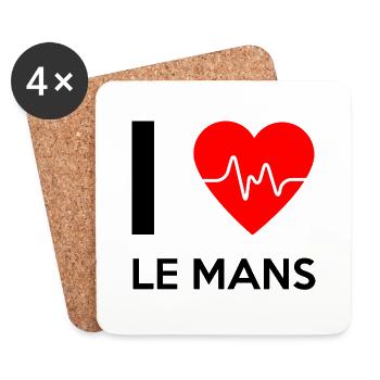 J'aime Le Mans - J'adore Le Mans - Dessous de verre (lot de 4) - blanc - Devant