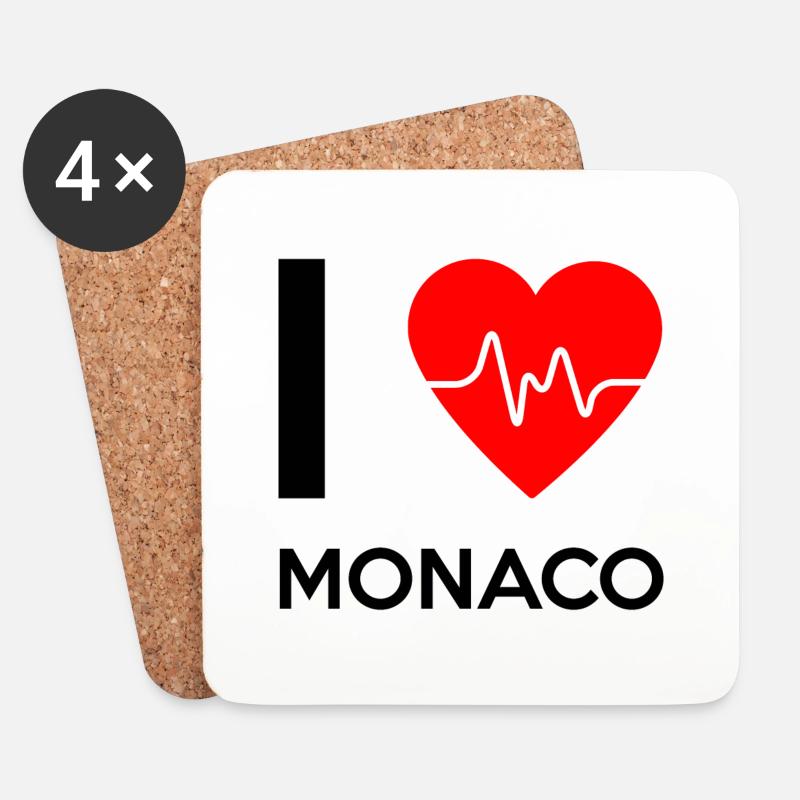 I Love Monaco - Ich liebe Monaco - Untersetzer (4er-Set) - Weiß