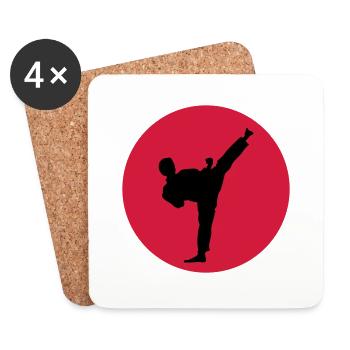 Kampfsport, Kick - Untersetzer (4er-Set) - Weiß - Vorne