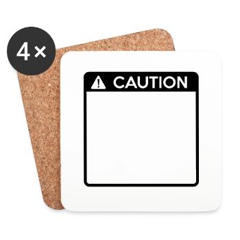 Caution Sign (1 colour) - Coasters (set of 4) - white - Front