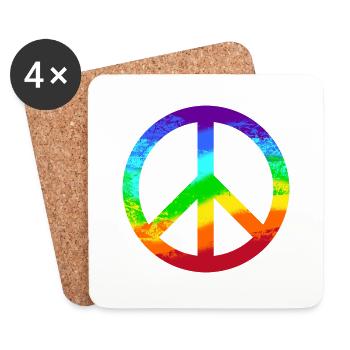 Peace-Zeichen Regenbogen Frieden Pazifist Reggae - Untersetzer (4er-Set) - Weiß - Vorne