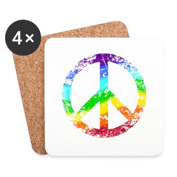Peace-Zeichen Regenbogen Frieden Pazifist Reggae - Untersetzer (4er-Set) - Weiß - Vorne
