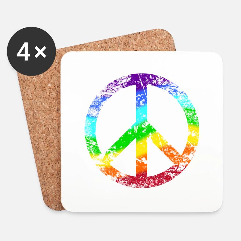 Peace-Zeichen Regenbogen Frieden Pazifist Reggae - Untersetzer (4er-Set) - Weiß