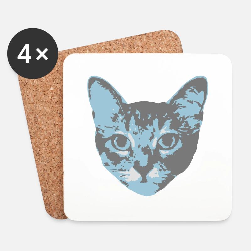 cat face - Untersetzer (4er-Set) - Weiß