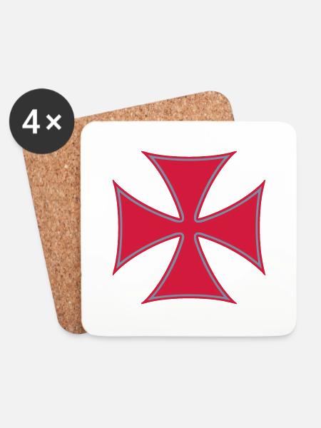 Malteserkreuz - Untersetzer (4er-Set) - Weiß