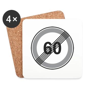 Road Sign 60 restriction - Coasters (set of 4) - white - Front