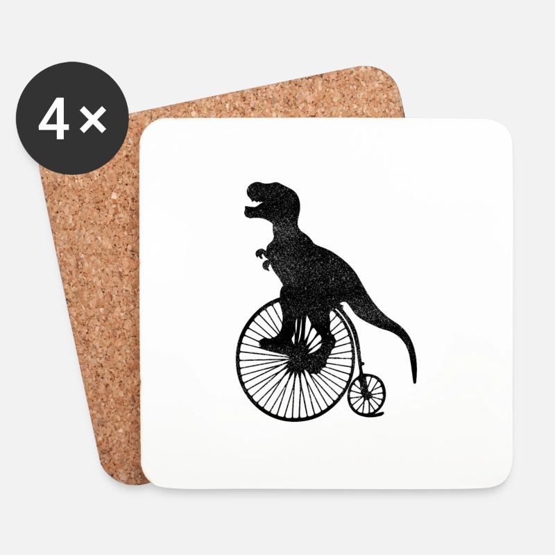 T-Rex Fahrrad - Untersetzer (4er-Set) - Weiß