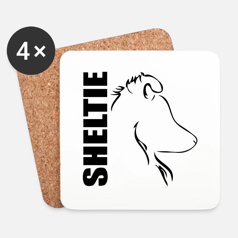 SHELTIE PROFIL Hund Hunde Wilsigns - Untersetzer (4er-Set) - Weiß