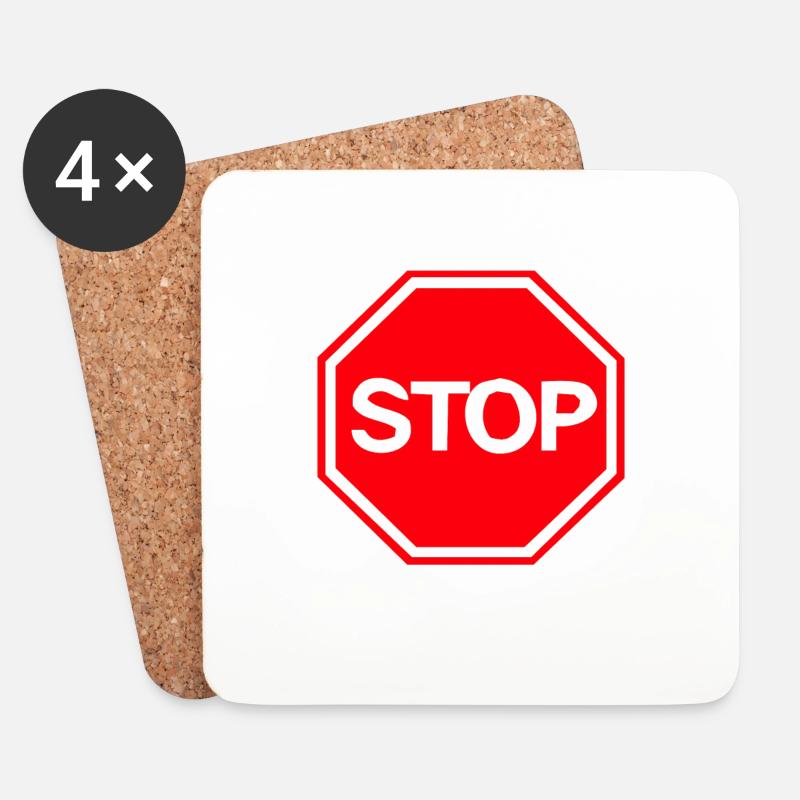 stop - Untersetzer (4er-Set) - Weiß
