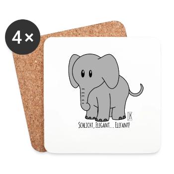 Schlicht, Elegant... Elefant! - Untersetzer (4er-Set) - Weiß - Vorne