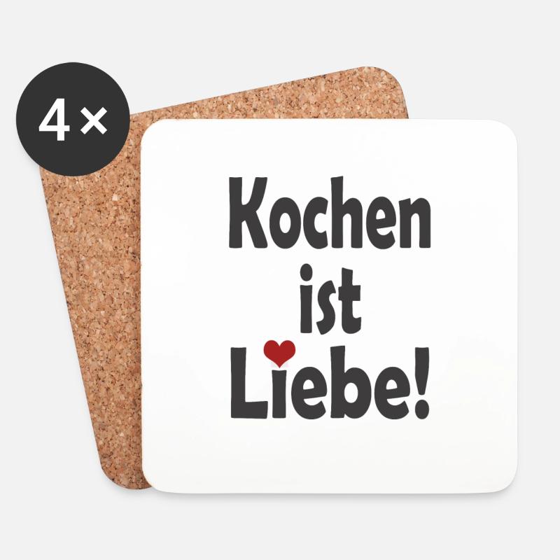 Kochen ist Liebe - Untersetzer (4er-Set) - Weiß