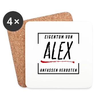Eigentum von Alex - Untersetzer (4er-Set) - Weiß - Vorne