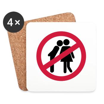 Küssen verboten - Untersetzer (4er-Set) - Weiß - Vorne