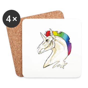 Einhorn Schädel - Untersetzer (4er-Set) - Weiß - Vorne