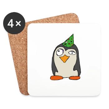Party Pinguin Einhorn - Untersetzer (4er-Set) - Weiß - Vorne