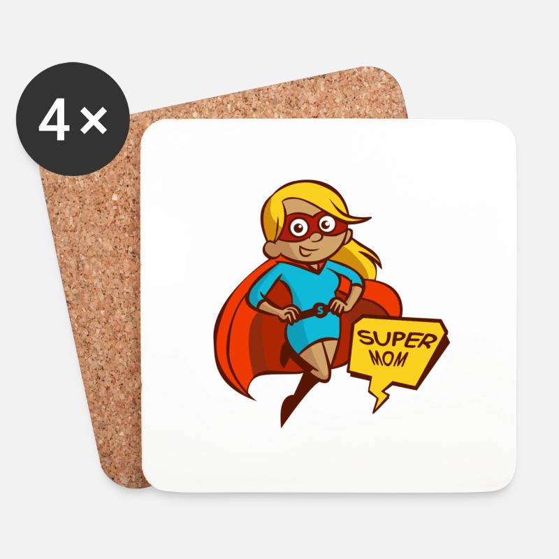 Super Mom - Untersetzer (4er-Set) - Weiß