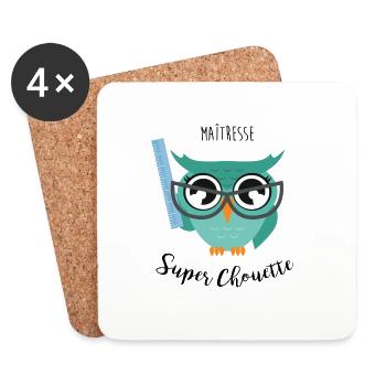 Maîtresse Super Chouette - Dessous de verre (lot de 4) - blanc - Devant