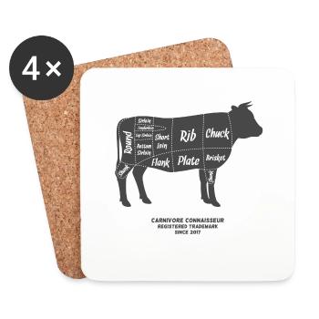 Fleischteile beim Rind - Untersetzer (4er-Set) - Weiß - Vorne