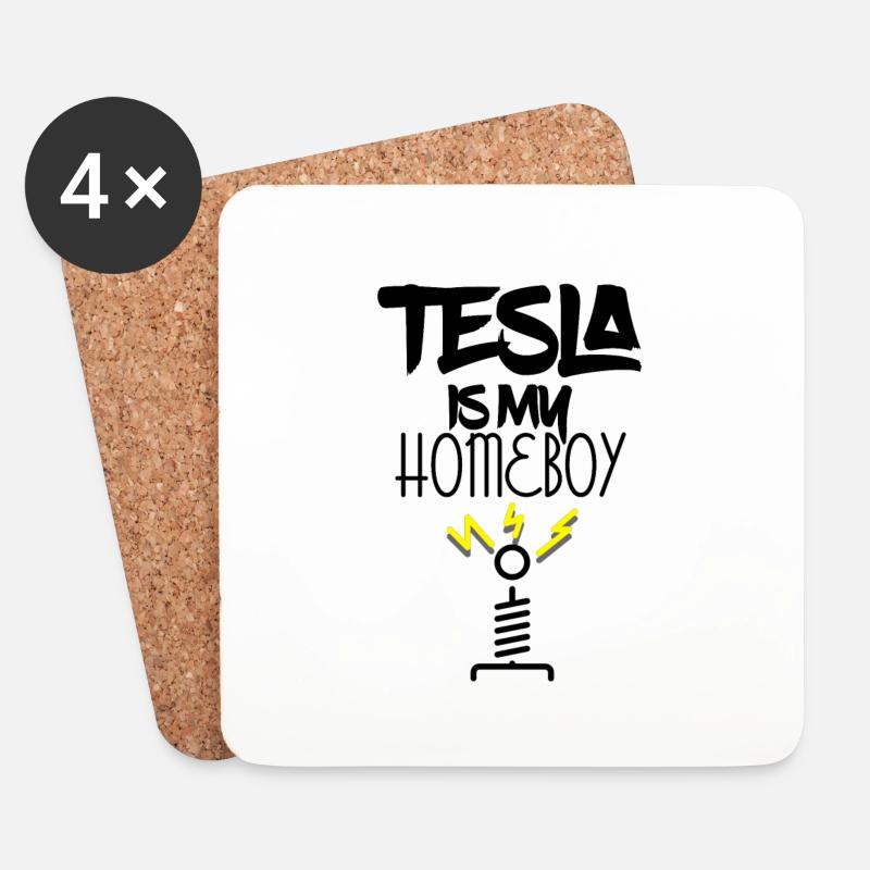 Tesla is my homeboy - Untersetzer (4er-Set) - Weiß