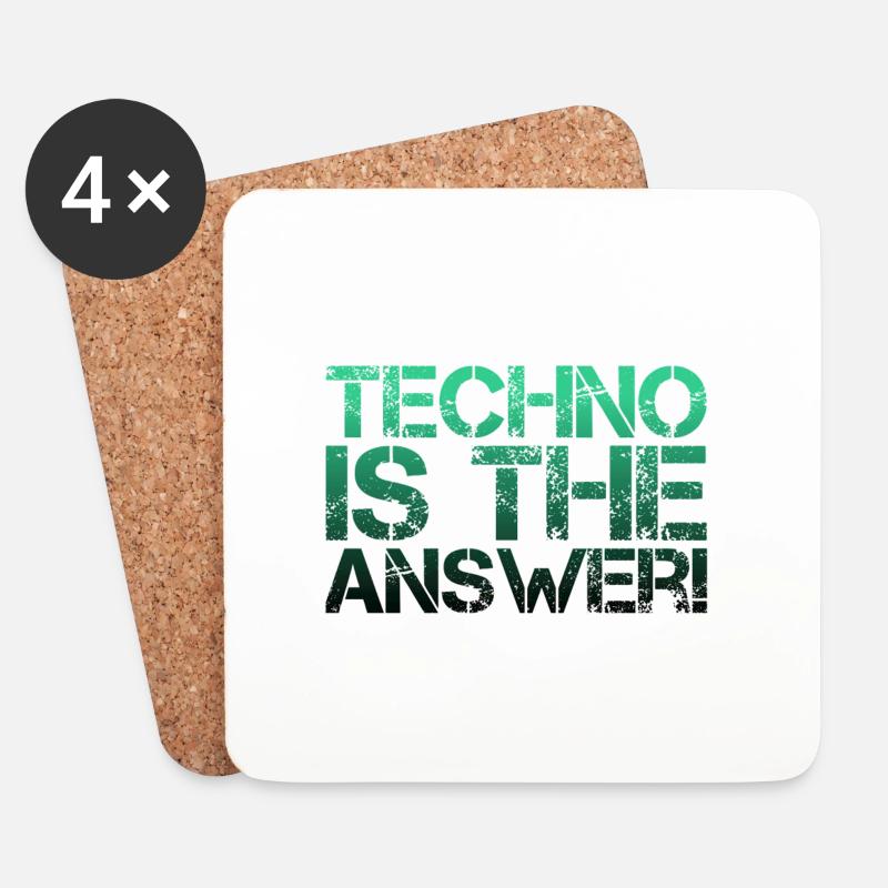 TECHNO - Untersetzer (4er-Set) - Weiß