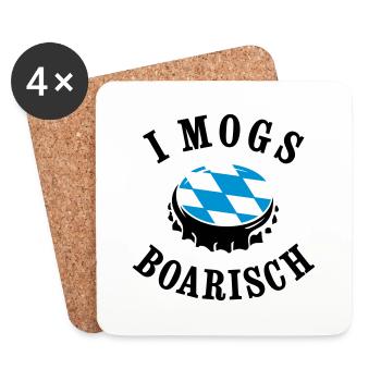 BAYERN, I MOGS BOARISCH, KRONKORKEN MIT RAUTE - Untersetzer (4er-Set) - Weiß - Vorne