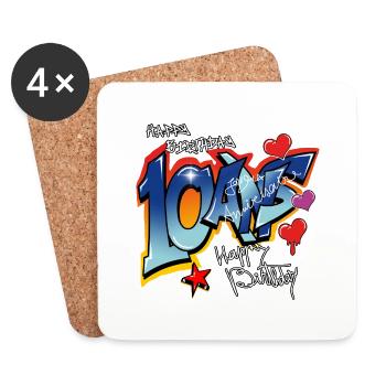 10 ans - Dessous de verre (lot de 4) - blanc - Devant