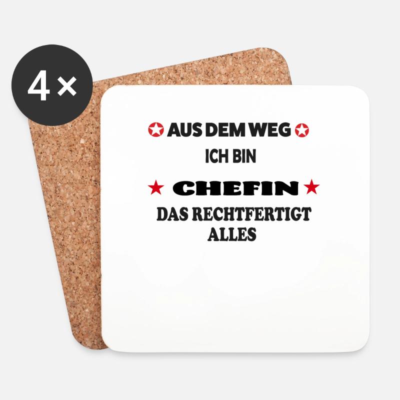 Chefin - Untersetzer (4er-Set) - Weiß