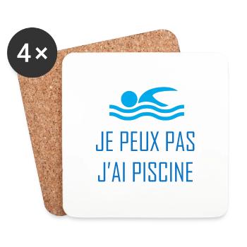 Je peux pas j'ai piscine - Dessous de verre (lot de 4) - blanc - Devant