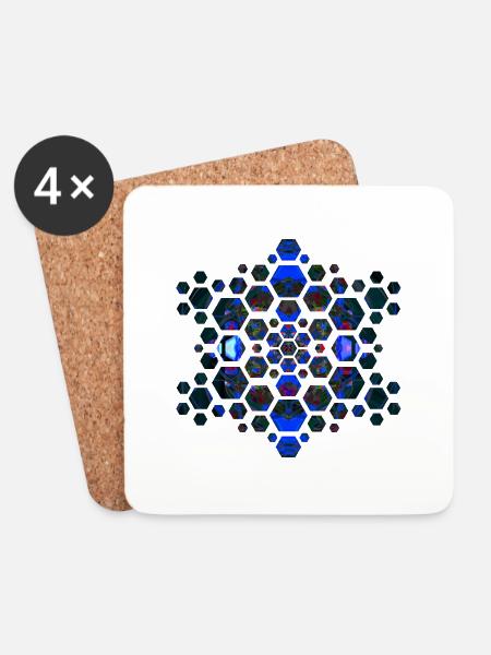 Psychedelic Hexagon I - Untersetzer (4er-Set) - Weiß