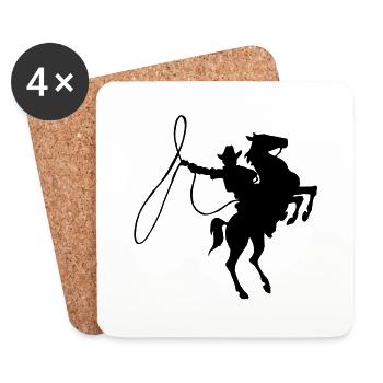 Cowboy on horse - Coasters (set of 4) - white - Front