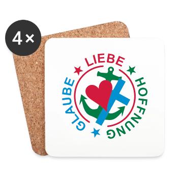 FAITH HOPE LOVE / HEART CROSS ANCHOR - Coasters (set of 4) - white - Front