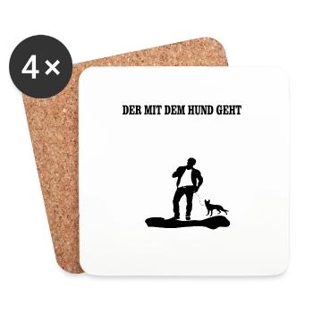 Der mit dem Hund Geht - Untersetzer (4er-Set) - Weiß - Vorne