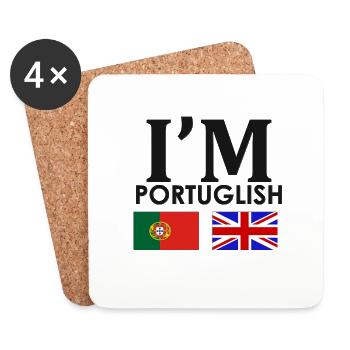 Portuguese + English = - Coasters (set of 4) - white - Front