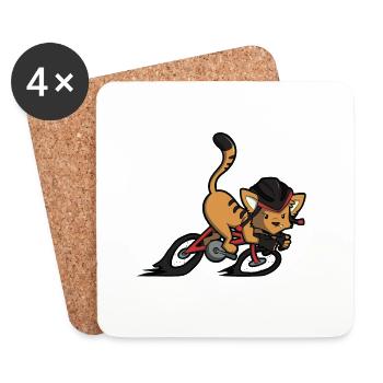 Fahrrad Katze - Untersetzer (4er-Set) - Weiß - Vorne