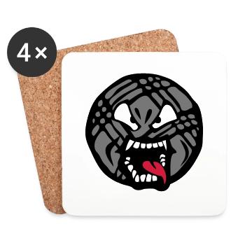 petanque cartoon face tongue mouth of - Coasters (set of 4) - white - Front