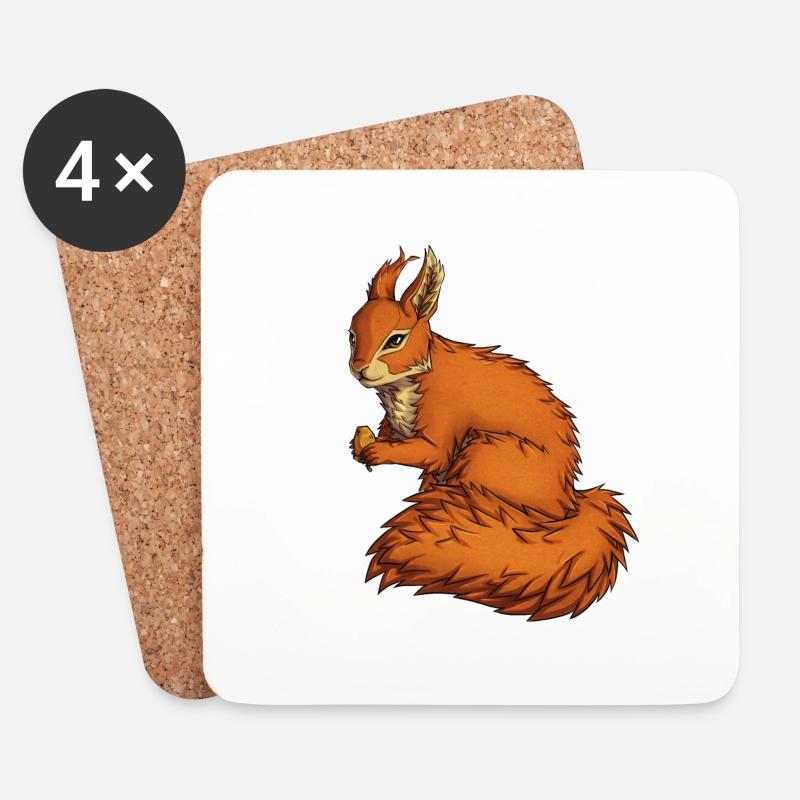 Eichhörnchen - Untersetzer (4er-Set) - Weiß