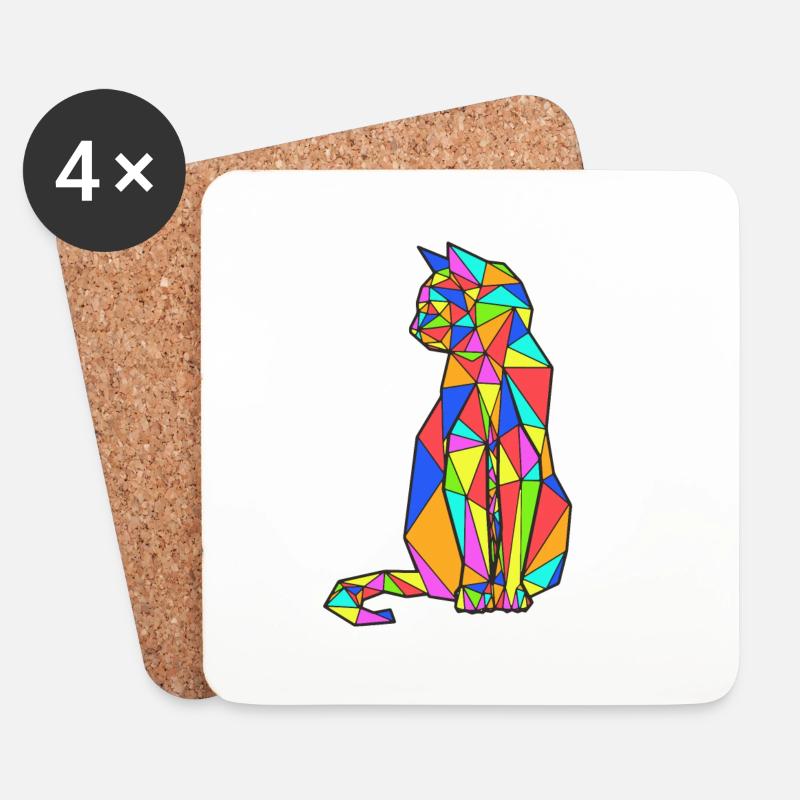 ORIGAMI CAT MULTICOLORE - Untersetzer (4er-Set) - Weiß