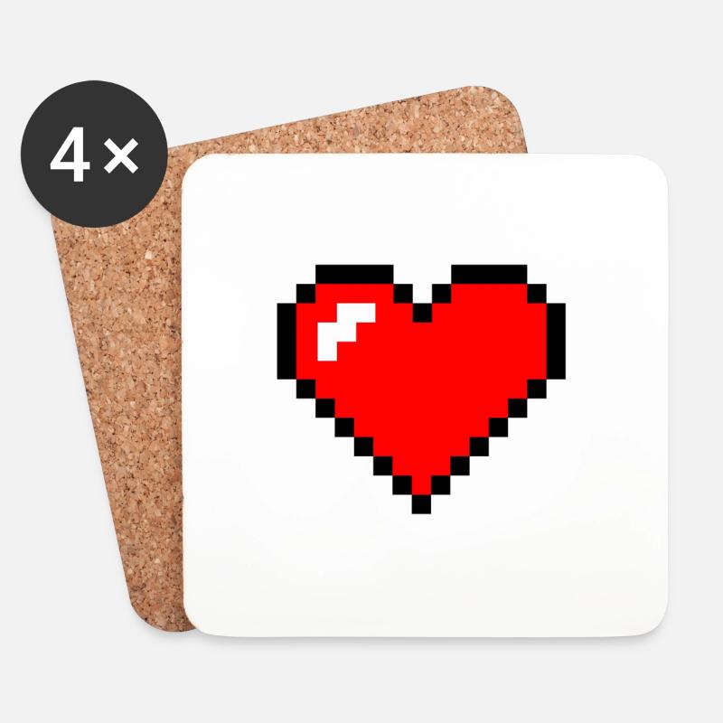 pixel herz gamer zocker geschenk love liebe leben - Untersetzer (4er-Set) - Weiß
