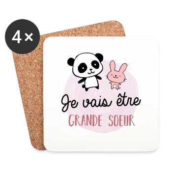 Future grande sœur - Bientôt grande-sœur - Dessous de verre (lot de 4) - blanc - Devant