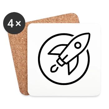 Rakete - Untersetzer (4er-Set) - Weiß - Vorne