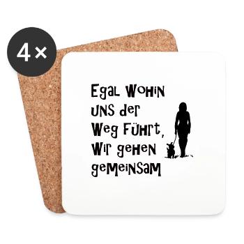 Hund und Frauchen - Untersetzer (4er-Set) - Weiß - Vorne