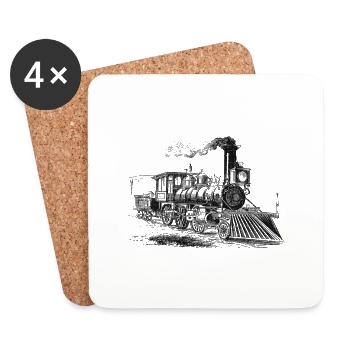 Vintage locomotive - Coasters (set of 4) - white - Front