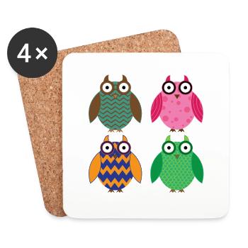Les chouettes - Dessous de verre (lot de 4) - blanc - Devant