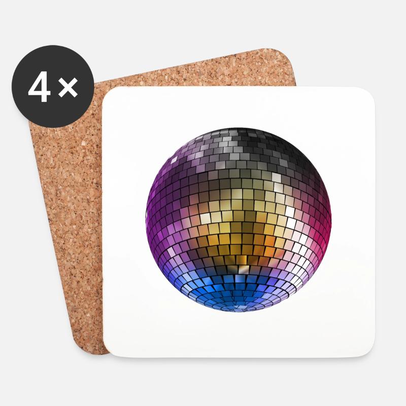 Diskokugel Mirrorball farbig - Untersetzer (4er-Set) - Weiß