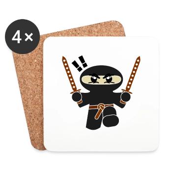 Ninja Ritter - Untersetzer (4er-Set) - Weiß - Vorne